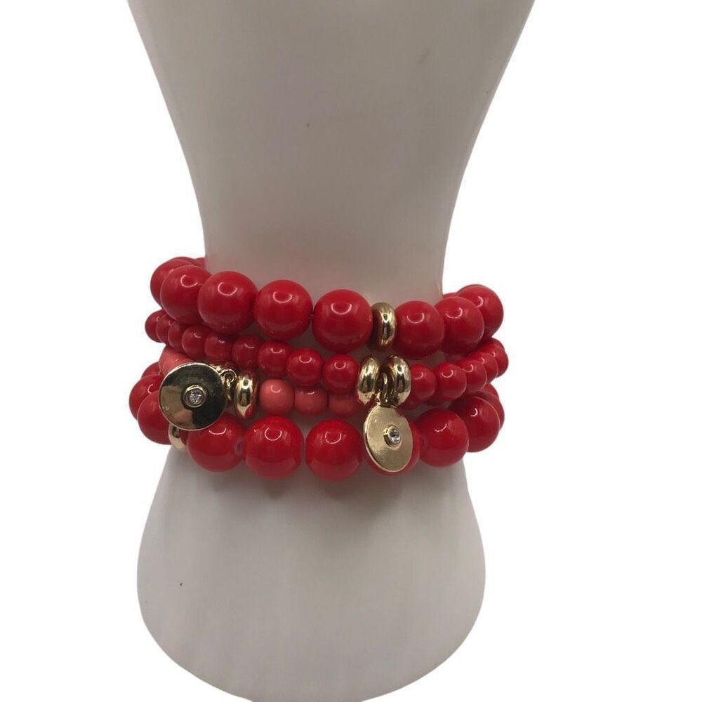 Set of 5 Red Statement Stretch Bracelets